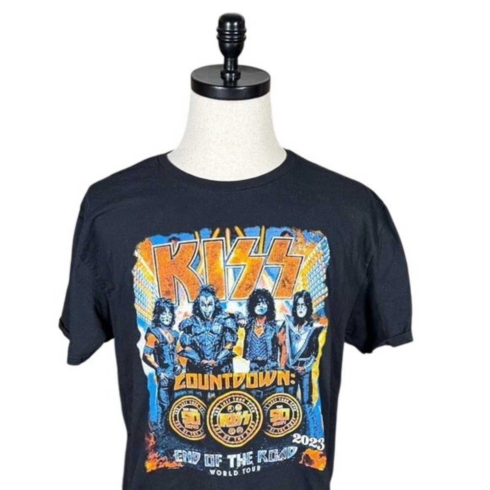 KISS‎ End of the Road World Tour 2023 Graphic T-Shirt Mens Black Short Sleeve L